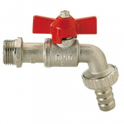 Кран сливной водоразборный ITAP 168 - 3/4" (НР/Штуцер, PN15, Tmax 80°C, ручка-бабочка красная)