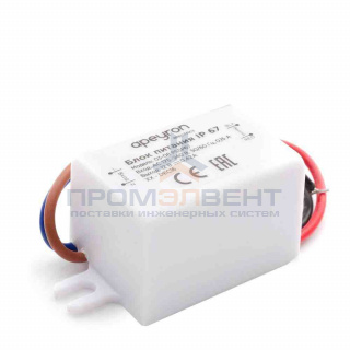 03-08 Блок питания12В, 5 Вт, IP67, 0,42А, пластик, 55*26,5*23