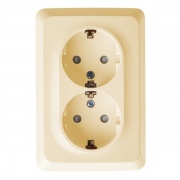 Розетка угловая двойная c/з со шторками Этюд кремовая [уп 8шт]