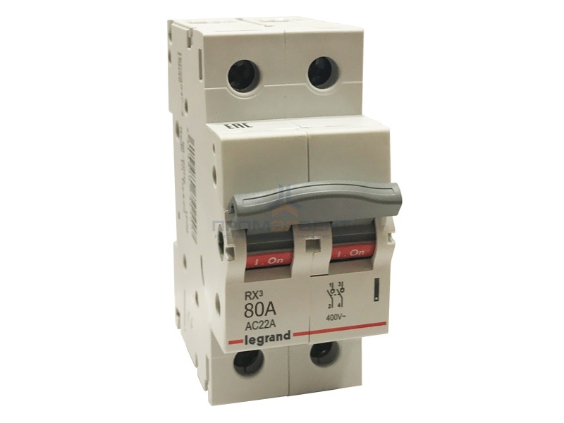 Рубильник модульный Legrand RX3 2П 80А выключатель-разъединитель